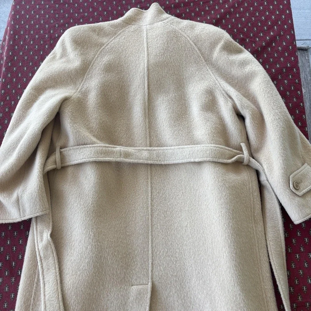 VTG Benard Harve Benard Long Wool Trench Coat Women SZ 12 Hidden Buttons Classic
